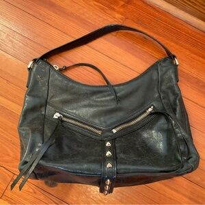 Botkier Gunmetal Black Leather Hobo Bag - Vintage y2K
